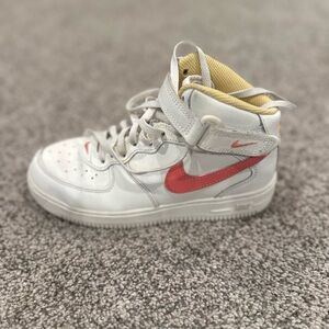 Nike White and Pink High-Top Sneakers